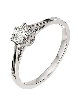 Love DIAMOND 9 Carat White Gold 50pt Diamond Solitaire Ring, Size J, Women