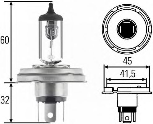 Bulb H4 60/55 W P 45T 8GJ004173-121 by Hella