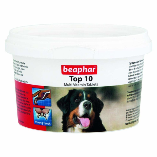 (3 Tubs) Beaphar Top 10 Multi-Vitamin Tablets for Dogs - 180 Tablets
