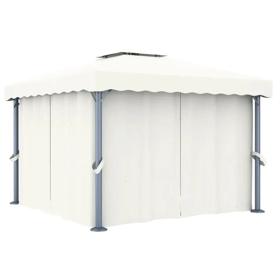 Vidaxl Gazebo With Curtain 4X3 M Cream White Aluminium