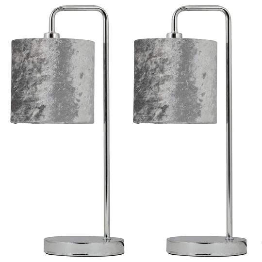 Toccoa 46Cm Polished Chrome Arched Table Lamp Set