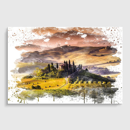 'Landscape Tuscany Hills and Mountains' Graphic Art Print Poster