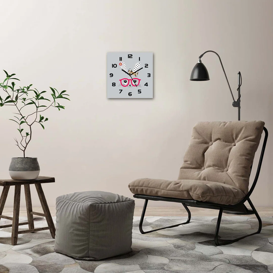 Rabbit with Glasses Silent Wall Clock