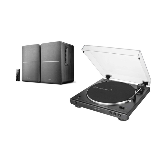 (Black) Audio-Technica Bluetooth AT-LP60XBT Turntable Black + Edifier R1280DB Speakers Package