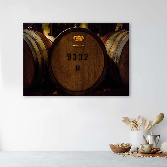 Canvas Print Wine Barrels Wood