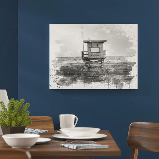 'Lifeguard Station Beach and Seascape' Graphic Art Print Poster