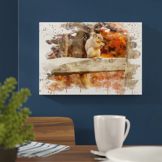 'Squirrel Autumn Forest' Graphic Art Print Poster