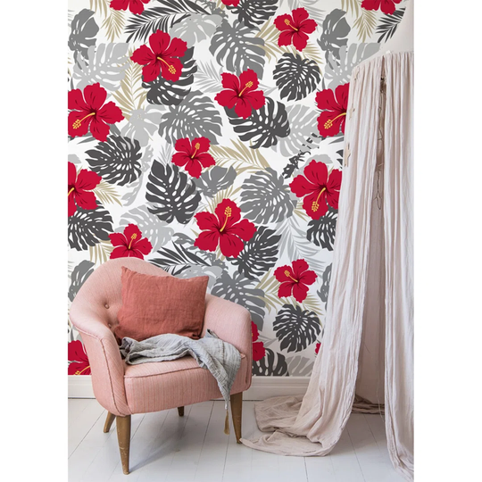 Arnoult Hibiscus Variation Floral Wallpaper