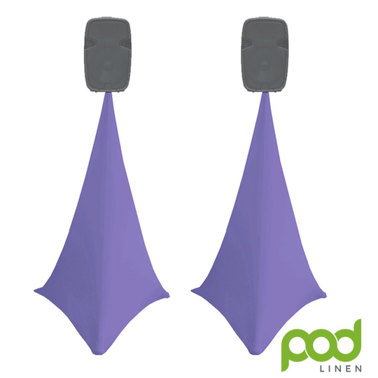 (lavender purple) 25 colors: pair of double sided spandex lycra speaker stand scrim / dj tripod cover