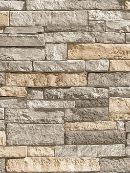 Superfresco Easy Ledgestone Grey/Terracotta Wallpaper