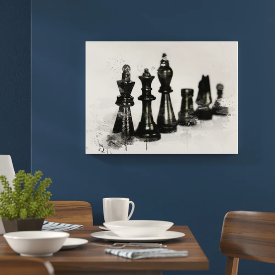 'Chess Board Game Pieces' Graphic Art Print Poster