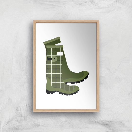 Wellies Art Print - A4 - Wooden Frame