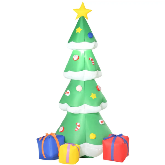 Bon Noel 2.1M Tall Inflatable Christmas Tree with Star And Multicolour Gift Boxes