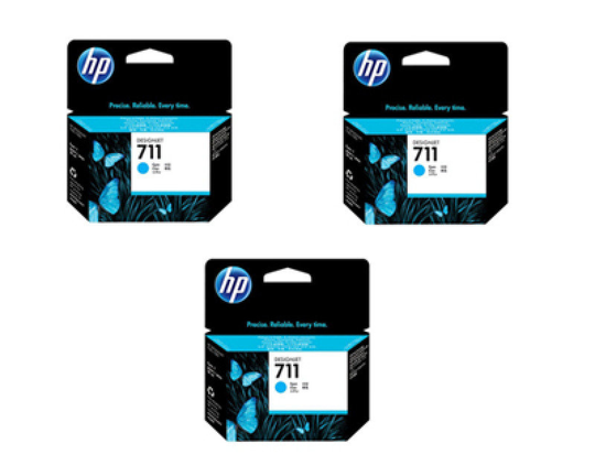 HP 711 Cyan Original, Multi-pack Ink Cartridge - Standard Yield 3 x 29ml - CZ134A