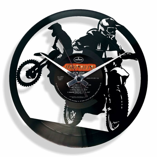 Vinyl with Motocross Bike 30cm Silent Wall Clock