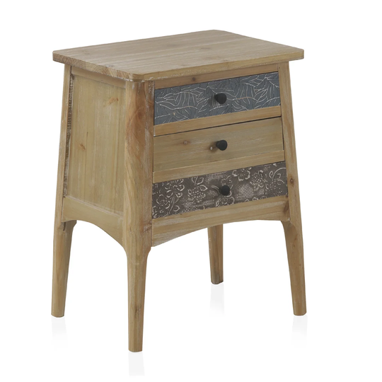 Nandina 3 Drawer Bedside Table