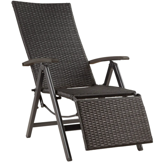 Tectake Reclining Garden Chair W/ Footrest - Black