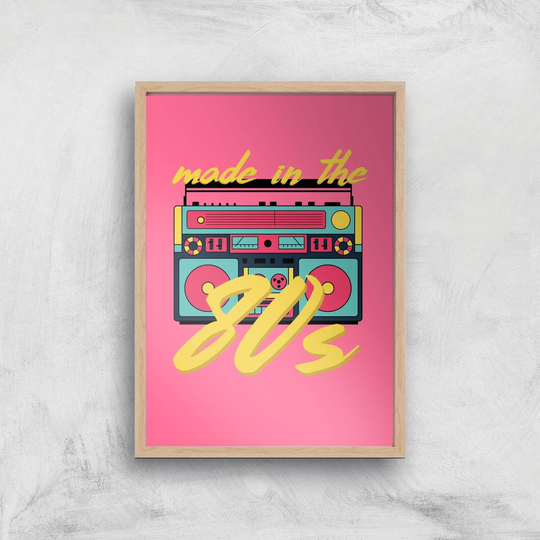 Made In The 80s Boombox Art Print - A2 - Wooden Frame