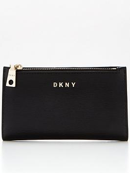 DKNY Bryant Sutton Bifold Card Holder - Black/Gold, Black/Gold, Women