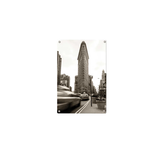 New York Flatiron Sepia Magnetic Wall Mounted Photo Memo Board