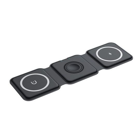 (Black) Foldable 3 in 1 15W Magsafe Magnetic Wireless Charger Pad For iPhone Apple Watch