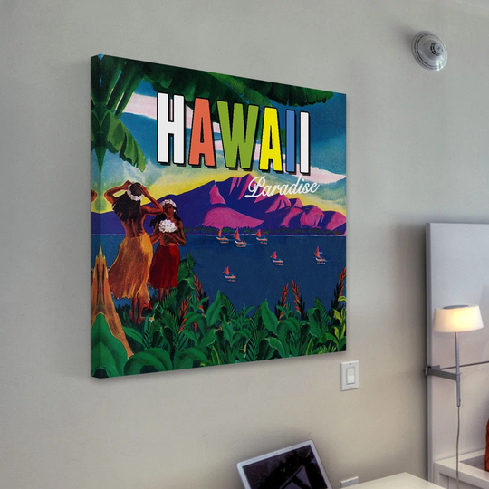 Hawaii Travel Poster by Saturday Evening Post - Wrapped Canvas Painting Print