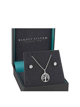 Simply Silver Gift Boxed Sterling Silver 925 Tree Of Life Jewellery Set