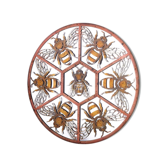 Mirroroutlet Home & Garden Circular Decorative Bumble Bee Window Garden Mirror 80Cmx 80Cm