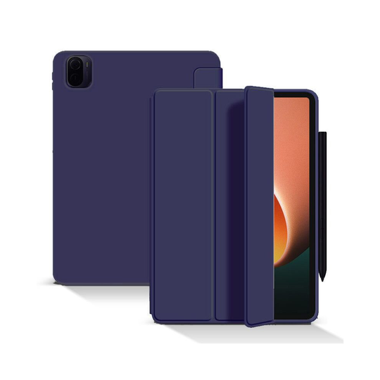 (Navy Blue) Xiaomi Pad 5 Pro Smart Case Folding Stand Soft TPU Back Magnetic Charging