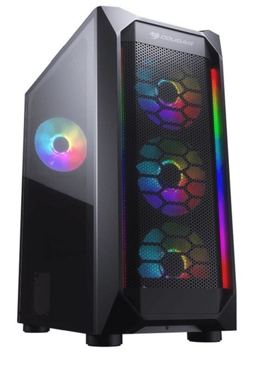 Cougar MX410-T Mesh-G RGB Powerful Airflow and Compact Mid-Tower Case with Tempered Glass Dual RGB Strips and 4 x RGB Fans
