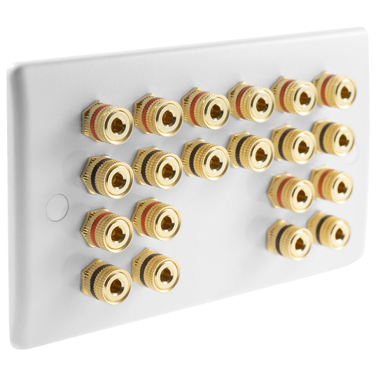 White 10.0 Slim Speaker Wall Plate - 20 posts - Non Solder