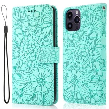 Flowers iPhone 14 Pro Max Wallet Case - Green