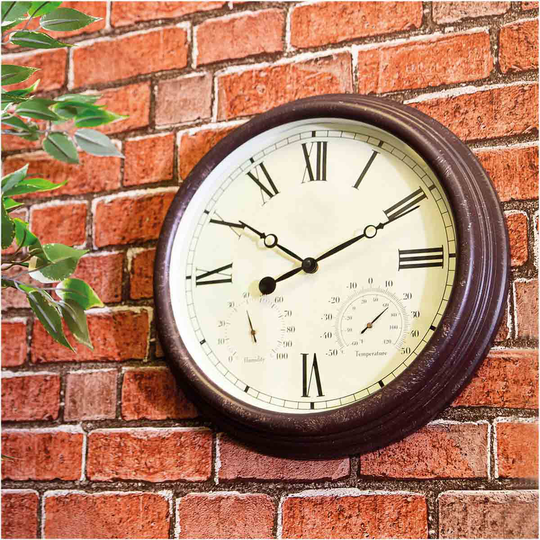 St Helens Vintage Effect Outdoor Clock Inc. Humidity & Temp.