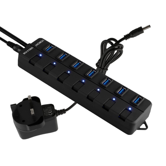 Vemont High Speed 7-Port USB 3.0 Hub Individual Switches with Powered Supply Adapter for Apple MacBook/ MacBook Air/ MacBook Pro/ Mac Mini/ iMac/...