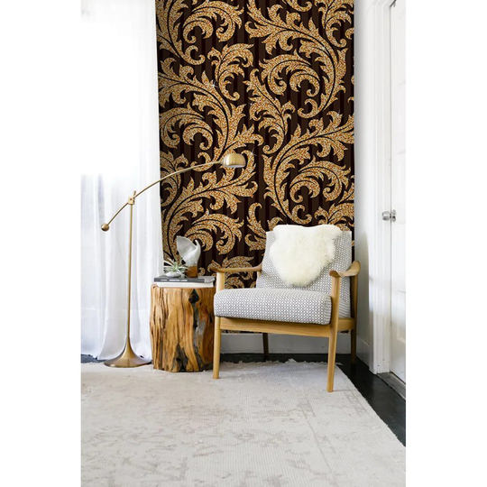 Walllpaper Roll 416X254cm Mural Decoration Kitchen Livingroom Bedroom Wallpaper Material With Print - Golden Floral Goldenbrown