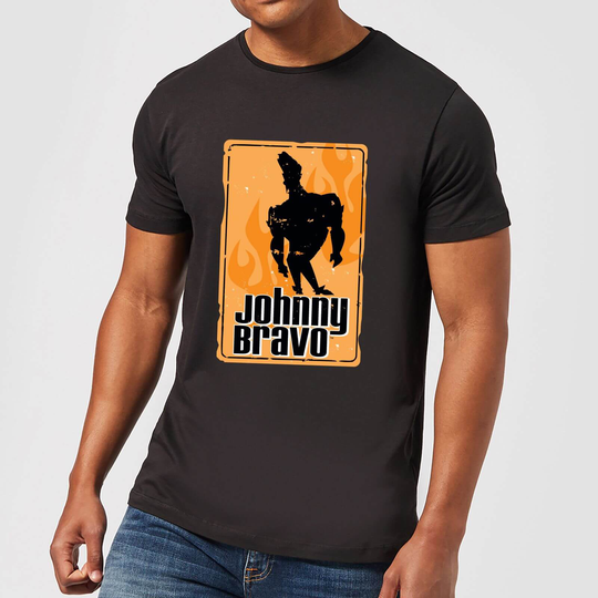 Johnny Bravo Fire Men's T-Shirt - Black - XS