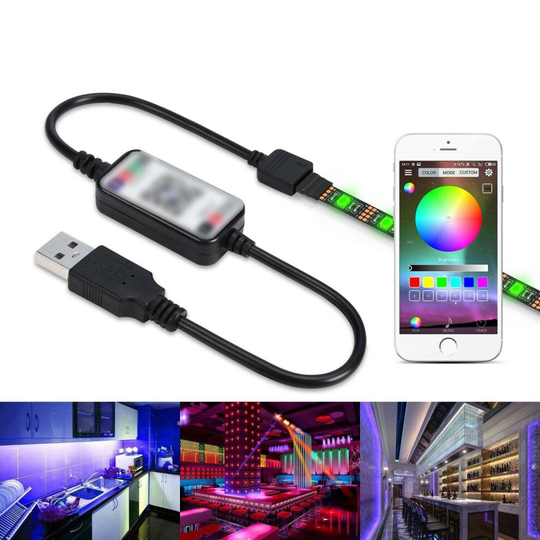 Bluetooth USB Controller RGB LED Strip Light Smart Phone App Control