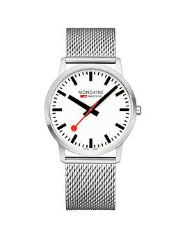 Mondaine Simply Elegant 40 Mm Stainless Steel Unisex Watch, Silver, Men