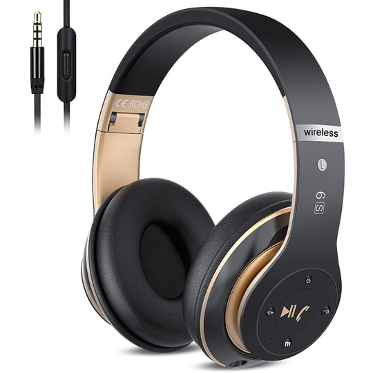 6S Wireless Bluetooth Headphones Over Ear, Hi-Fi Stereo Foldable Wireless Stereo Headsets Earbuds with Built-in Mic, Volume Control, FM for Phone/PC