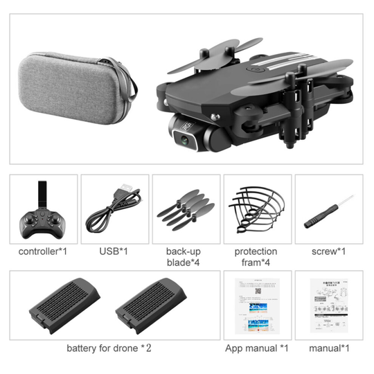 (black) Mini WiFi FPV with 4KMP HD Camera Altitude Hold Mode Foldable RC Drone Quadcopter RTF - 2 Battery