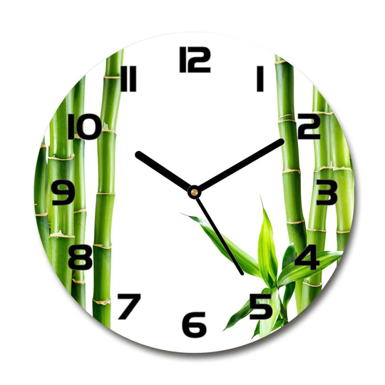Glass Wall Clock 30Cm Round Decoration Picture Wall Art Modern Decoration Kitchen Living Room Silent - Bamboo,68827460
