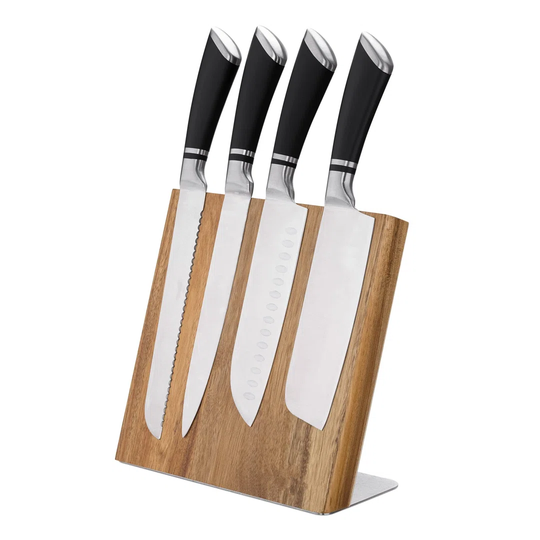 Wooden Magnetic Knife Holder - Universal Wood Magnetic Block & Organiser For Knives, Scissors, Kitchen Cutlery , 23 X 22.5 Cm