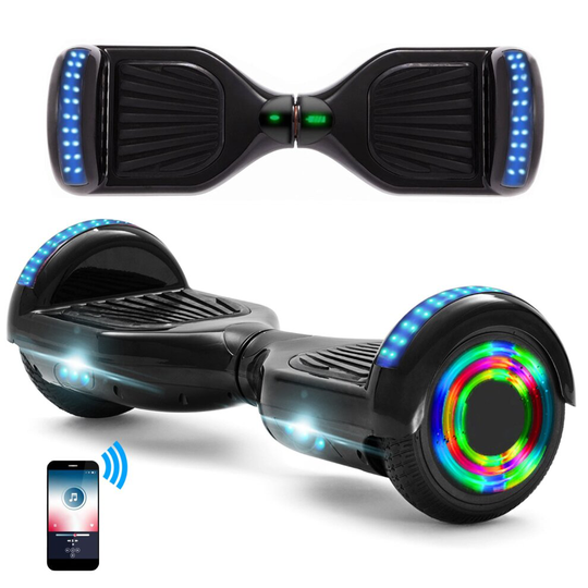 (Black) Hoverboard 6.5'' Smart Self-Balancing Scooter with Bluetooth & LED Lights Best Gifts