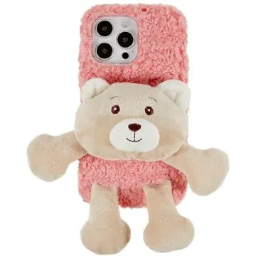 3D Plush Doll iPhone 14 Pro TPU Case - Pink / Bear