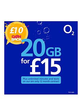 O2 15Gb Data, Unlimited Minutes And Texts 12 Month Sim Only Plan &Pound;20 Per Month