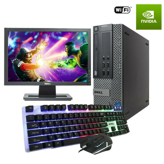 FAST GAMING DELL BUNDLE TOWER PC FULL SET COMPUTER SYSTEM INTEL i3 8GB 1TB GT710