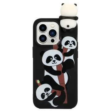 3D Figure Series iPhone 14 Pro TPU Case - Panda Family
