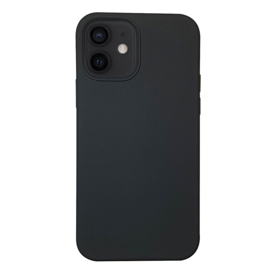 Black iPhone 12 Silicone Case with Magnetic Ring for MagSafe Wireless Charging
