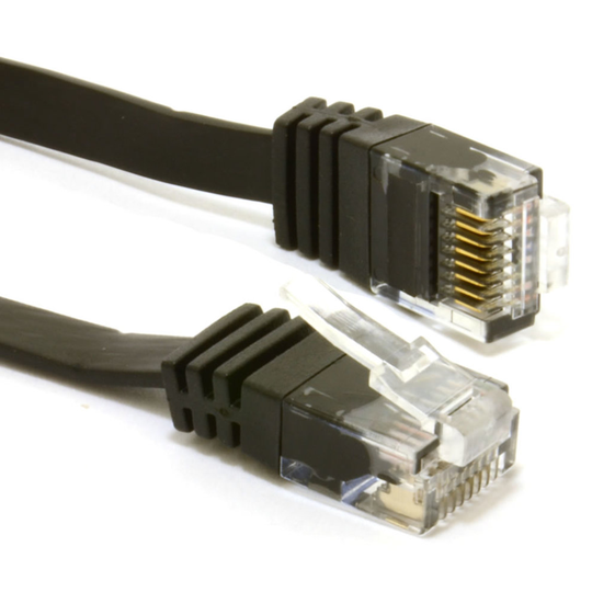 kenable FLAT CAT6 Ethernet LAN Patch Cable Low Profile GIGABIT RJ45 2m BLACK
