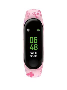 Tikkers Activity Tracker Digital Dial Pink Butterfly Print Silicone Strap Kids Watch